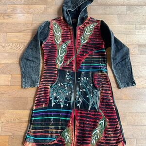 Rising International Multicolor Hooded Jacket Large Long Length